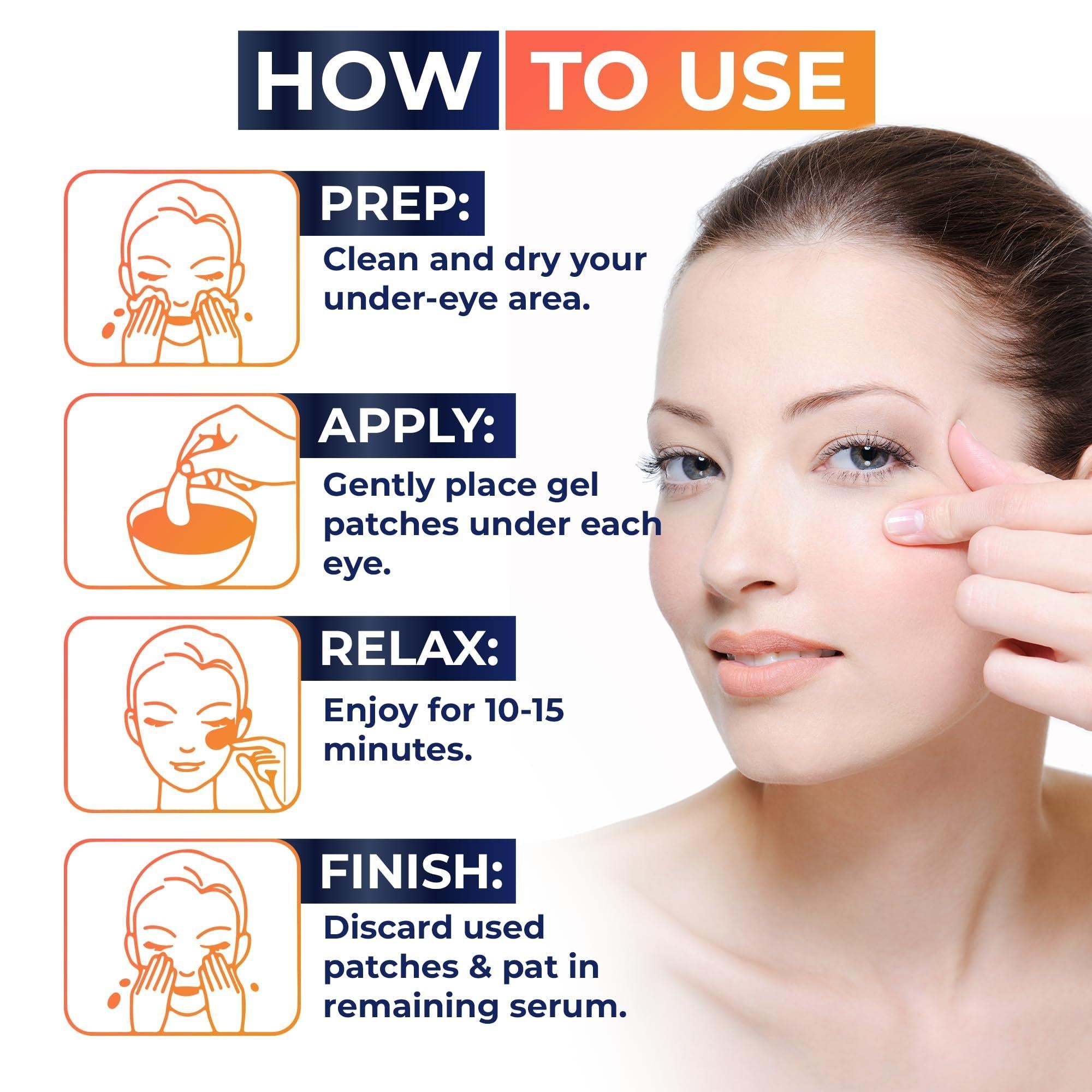 Gaivana under eye patches for puffiness and dark circles, anti-aging eye masks, 30 pairs, soothing and revitalizing.