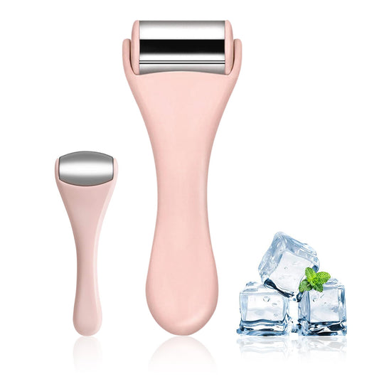 Ice Roller for Face & Eye Facial Roller and Eye Massager Roller Ice Roller for Body Face Tighten Pores Migraine Relief Pain Relief Eye Puffiness Relief for Women - Face and Eye Roller 2PCS (Pink)