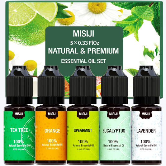 Essential Oils Set - Orange, Lavender, Spearmint, Eucalyptus, Globulus & Tea Tree Oil