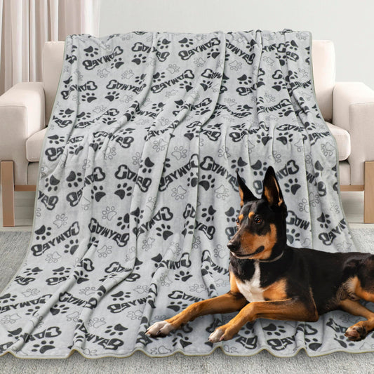 Dog Blanket for Large Dogs Washable Cute Bone Dog Paw Print Blanket for Bed Cover Couch Crate 80x60 inch