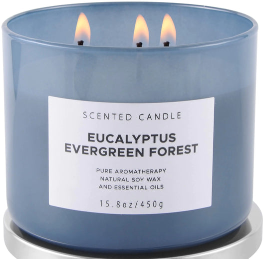 Eucalyptus Evergreen Forest Luxury 3 Wick Winter Pine Candle - Gaivana
